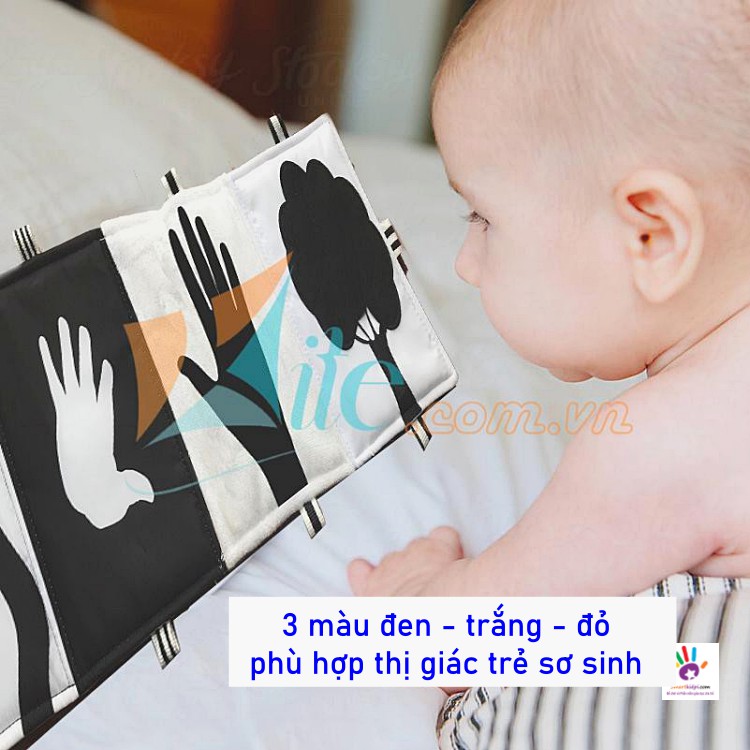 ĐỒ CHƠI SẠCH- Sách Vải Sơ Sinh Đen Trắng Đỏ Kích Thích Đa Giác Quan HÀNG VIỆT NAM