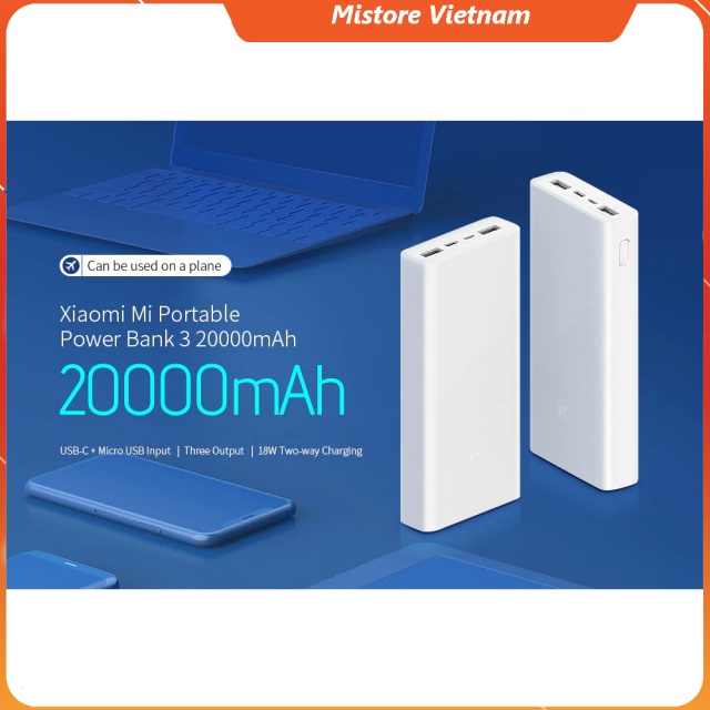 Pin sạc dự phòng Xiaomi 20000mAh Gen3 Sạc nhanh 2 chiều 18W