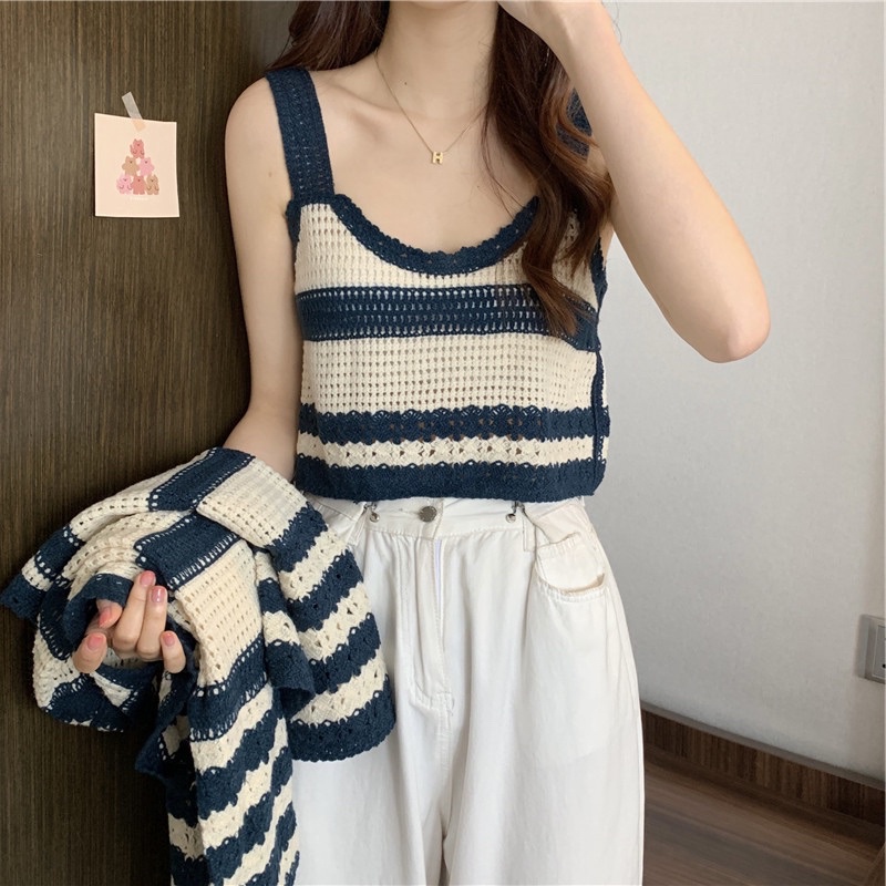 Nguyên Set áo Len Cardigan kèm 2 dây mùa thu SuzaHouse AL07 phong cách đường phô