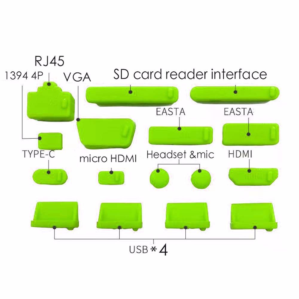 Set 16 nút silicon chống bụi chống thấm nước nhiều màu cổng USB HDMI RJ45 cho laptop
