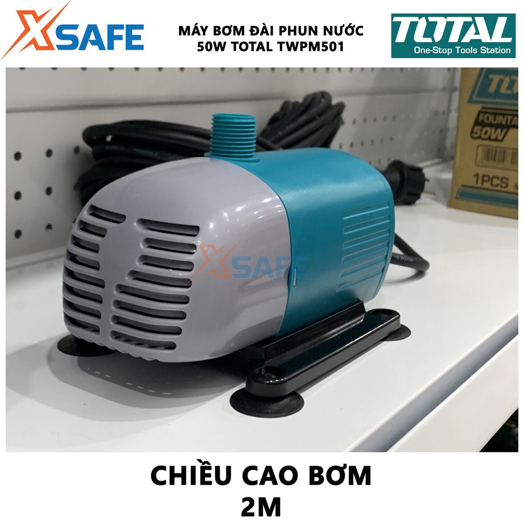 Máy bơm đài phun nước 50W TOTAL TWPM501 Máy bơm nước hồ cá bơm cao 2M, mô tơ dây đồng, chiều dài dây điện 10m - XSAFE