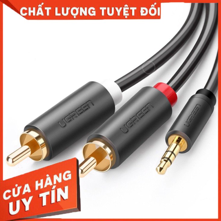 Cáp âm thanh 3,5mm sang 2 đầu hoa sen AV 3 mét UGREEN 10512- bảo hành chính hãng 12 tháng