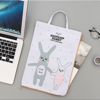 túi vải a4 thỏ có dây kéo