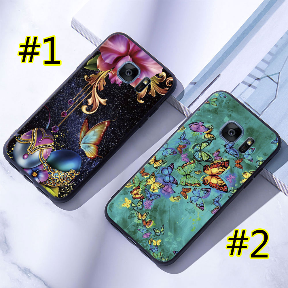 Ốp điện thoại mềm họa tiết bướm cho Samsung Galaxy S7 Edge S8 S9 Plus