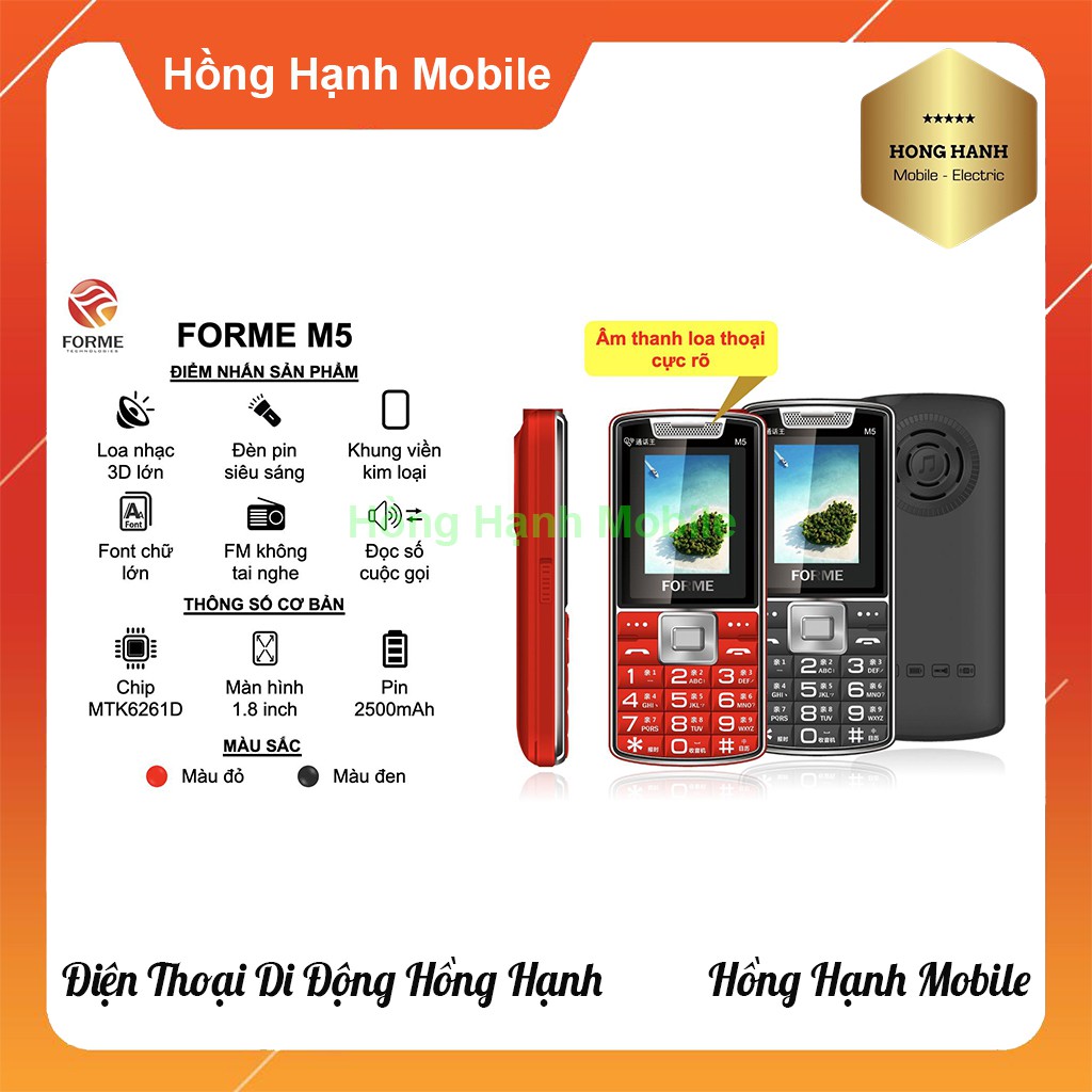 Điện Thoại Forme M5 - Hàng Chính Hãng - Hồng Hạnh Mobile