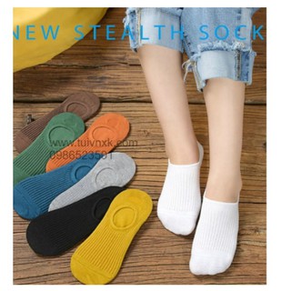 [Hot hot] 10 Đôi tất hài nữ cổ ngắn Liaohe có chống tụt gót, Tất hài nữ cổ ngắn cotton nhiều màu