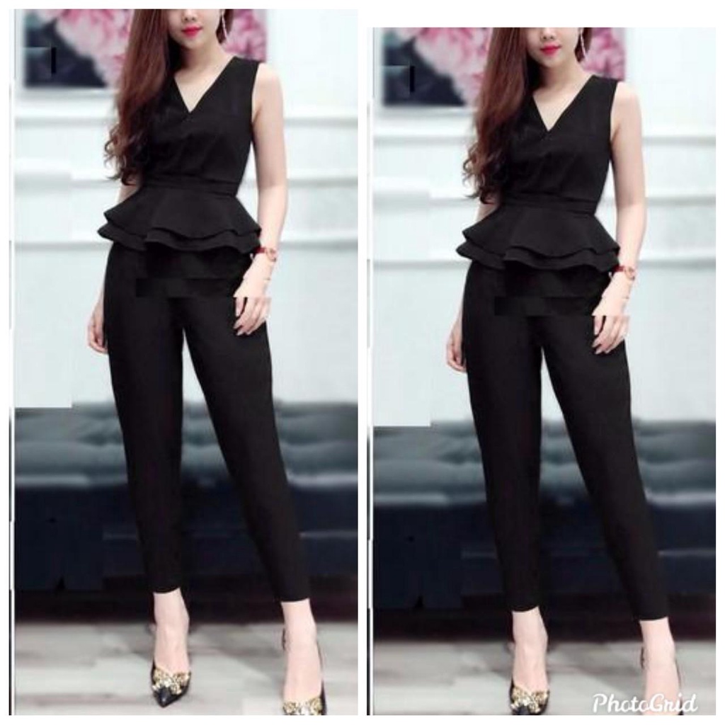 Set bộ nữ thời trang thun cát hàn-PEPLUM