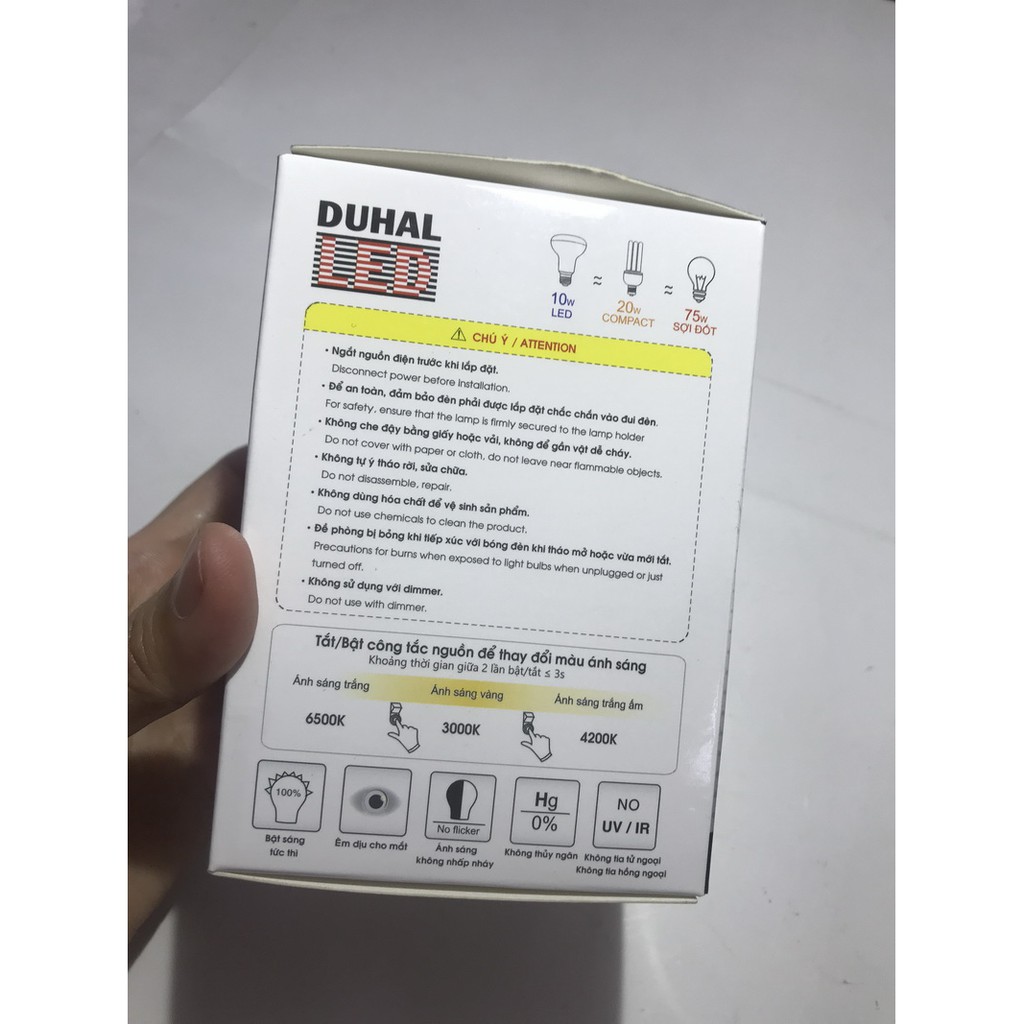Bóng đèn led R80 Duhal 12W, đổi màu 3 chế độ