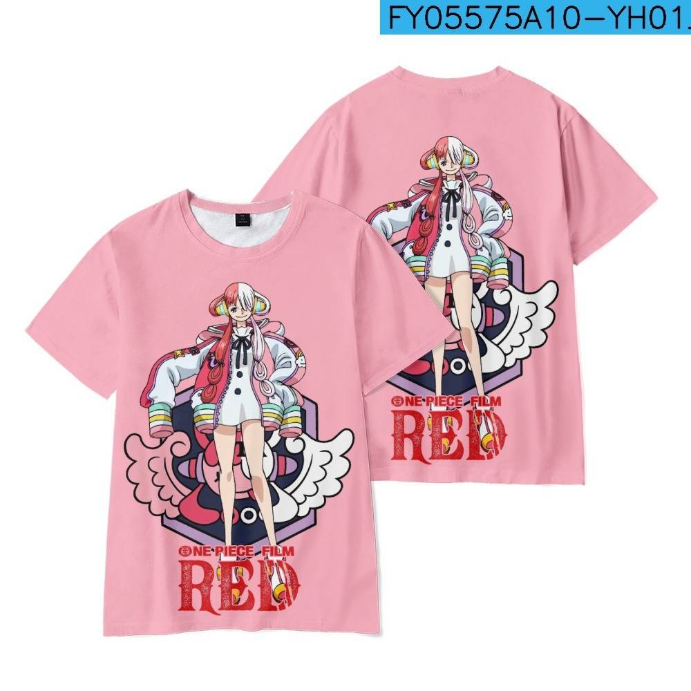 Hobby Anime ONE PIECE Áo Thun Tay Ngắn Dáng Rộng Màu Đỏ Hóa Trang Nhân Vật Luffy Uta Shanks