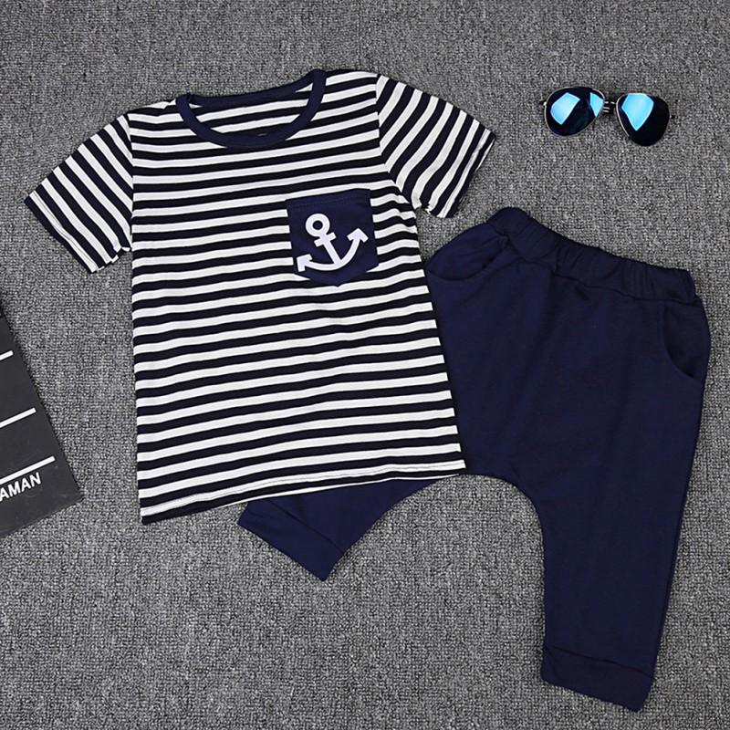 Set áo ngắn tay kèm quần phong cách Hàn Quốc thời trang cho bé trai dễ thương