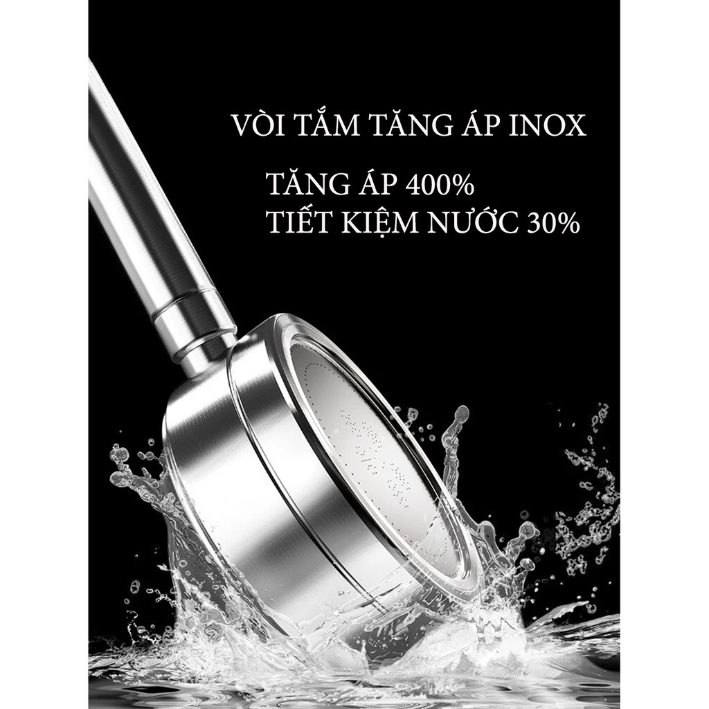 Vòi Sen Tăng Áp Nhật Bản Inox 304 Siêu Tiết Kiệm Nước - Vòi Tắm Hoa Sen Inox Tăng Áp Cao Cấp