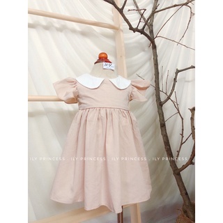 Váy linen dáng xoè váy cổ sen xinh xắn cho bé gái - VT04