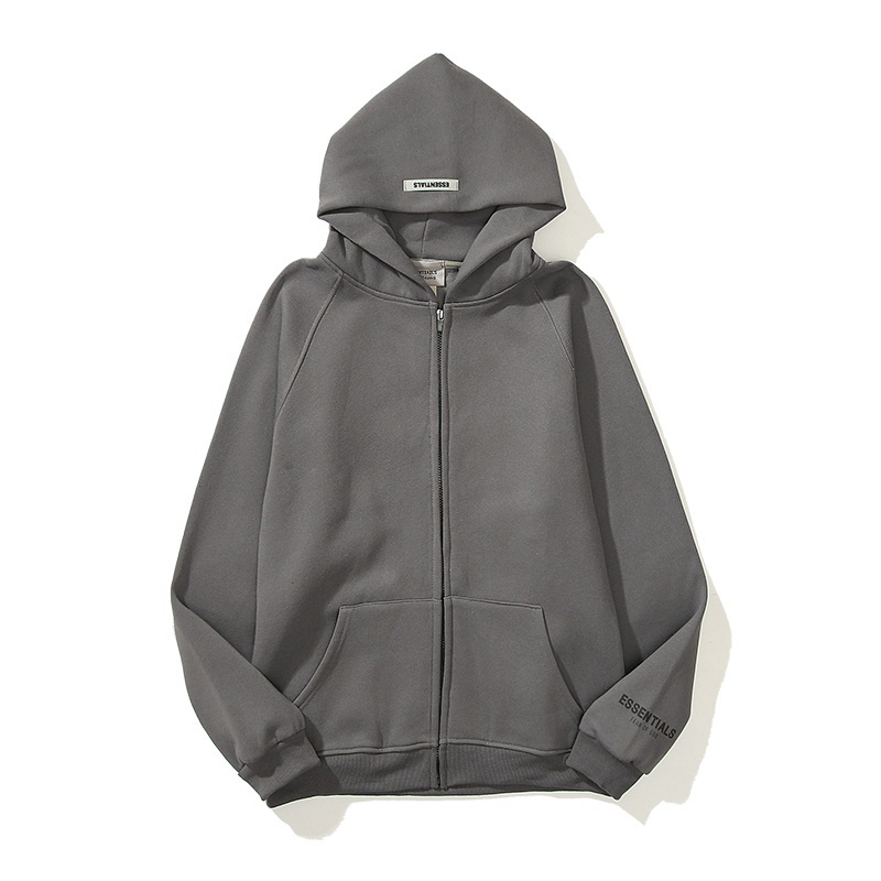 Áo Khoác Khóa Kéo Tay Dài Thể Thao Vải Cotton Phối Nhung Thời Trang Unisex