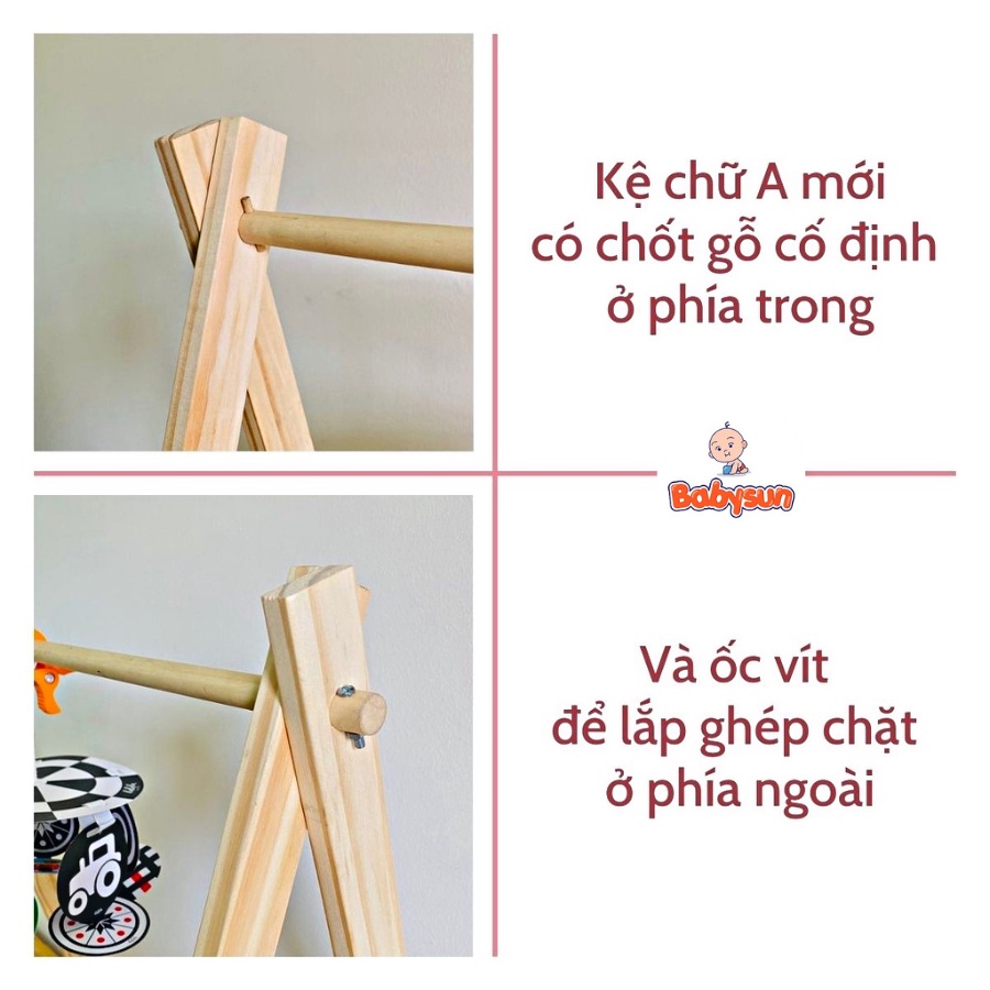 Kệ Chữ A Gỗ Sồi Nga- Đồ Chơi An Toàn Phát Triển Giác Quan Cho Bé- SHIP HOẢ TỐC NỘI THÀNH