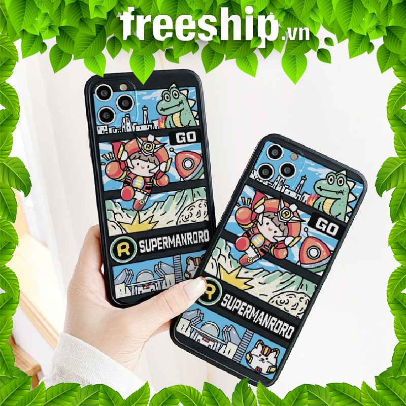 Ốp lưng iphone Super Roro cạnh vuông 5/5s/6/6plus/6s/6splus/7/7plus/8/8plus/x/xr/xs/11/12/pro/max/plus/promax