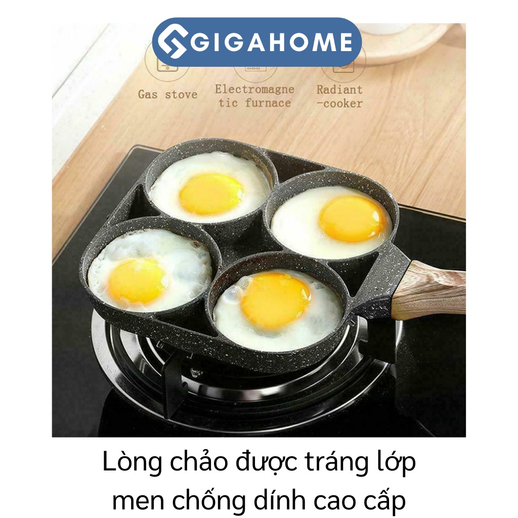 Chảo Đá Chống Dính Chia Ô 4 Ngăn GIGAHOME Chiên Trứng, Chiên Bánh, Làm Bánh Khọt 9732
