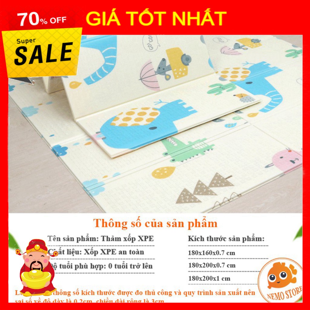 [ GIÁ TỐT NHẤT ]  Thảm xốp cho bé XPE gấp gọn tấm lót trải sàn 2 mặt chống thấm chống trơn hàn quốc phủ silicon 1m8 2m c