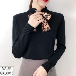 Áo len cổ kèm khăn