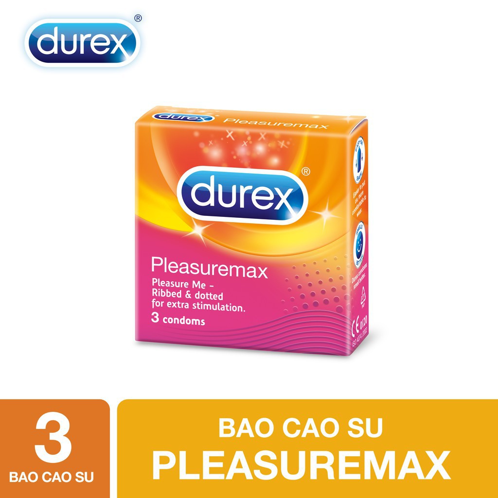 (Freeship đơn 50k) Bao Cao Su Gân Gai Durex Pleasuremax Hộp 3 Cái