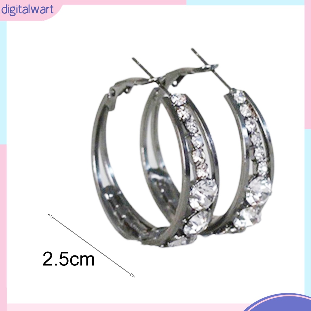 Bông Tai Tròn Đính Đá Lấp Lánh Quyến Rũ Dành Cho Nữ