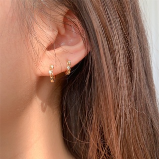 khuyên tai tròn Bông Tai Hình Tròn Nhỏ Mạ Vàng 14K Đính Đá Zircon Đơn Giản Thời Trang Mới Cho Nữ