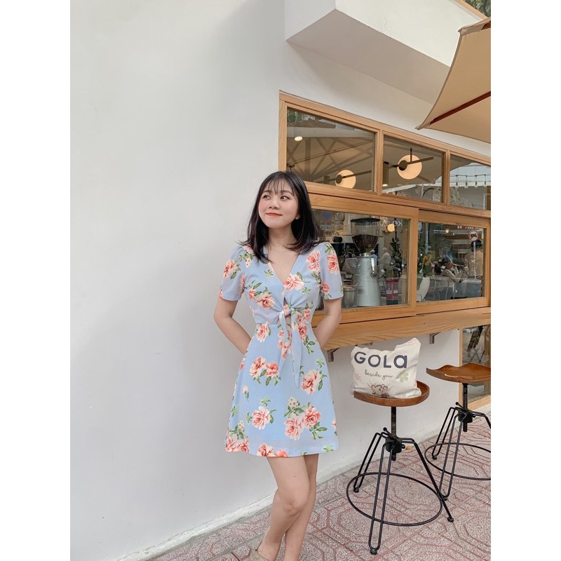 [Mã SKAMA06 giảm 8% tối đa 50K đơn 250K] Đầm Rosa chữ A cột nơ trước ngực