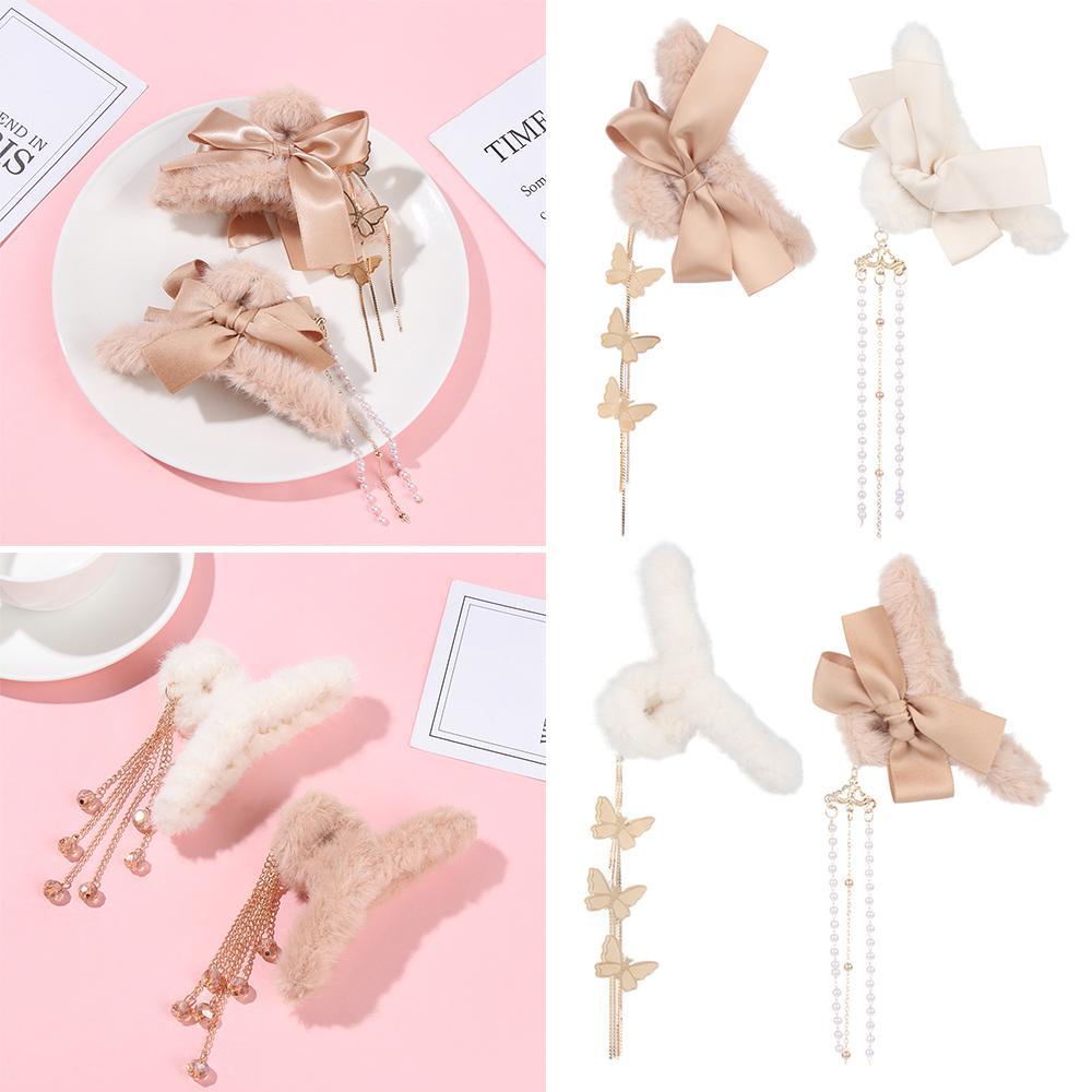 MAG Kẹp Tóc Dài Đính Lông Giả Thời Trang Cho Nữ