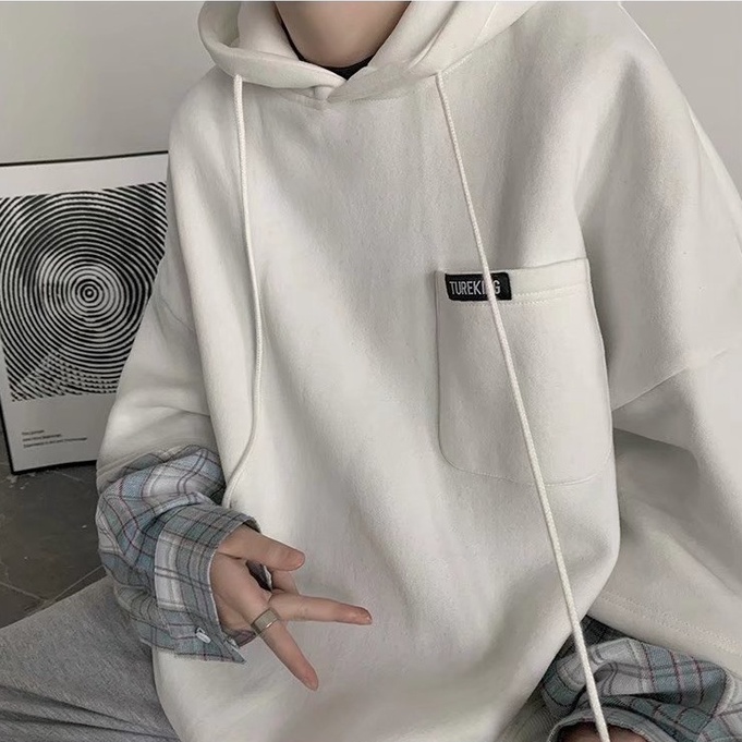 Áo hoodie Giả Hai Lớp Tay Dài Phong Cách Hong Kong Thời Trang Cho Nam Và Nữ áo hoodie nỉ from rộng hoodie basic dài tay simple áo hoodie unisex fashion áo hoodie nam nữ  Hàn Quốc áo hoodie form rộng
