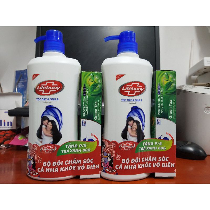 ( Tặng 1 KDR PS trà xanh 80gr) Dầu gội Lifebouy tóc dày và óng ả 640gr