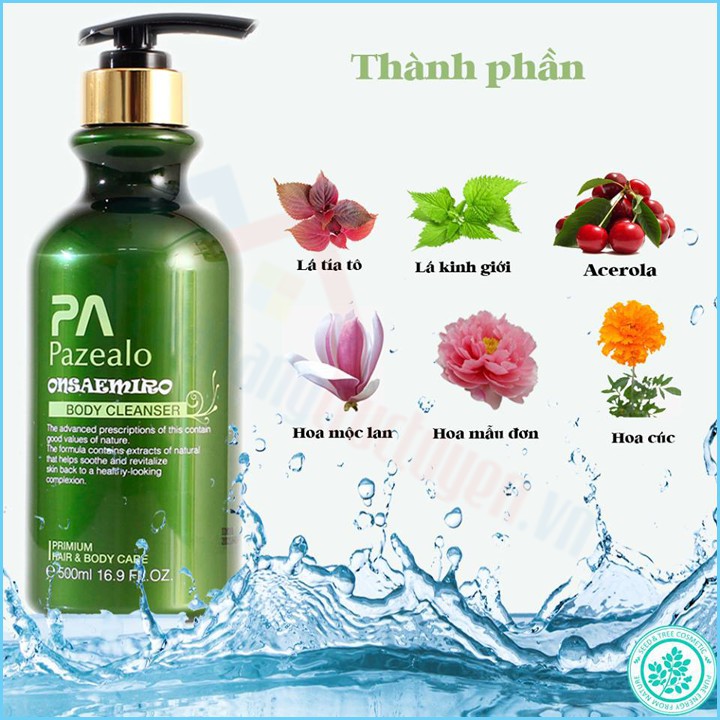 [CHÍNH HÃNG] Sữa Tắm Trắng Da Toàn Thân Cao Cấp Pazealo Hàn Quốc 500Ml | Dưỡng Trắng | Dưỡng Ẩm | Lưu Hương Lâu | Mềm Da