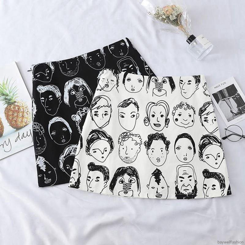 [Baywellfashion]Chân váy lưng cao hoạ tiết in phong cách Hàn Quốc | BigBuy360 - bigbuy360.vn