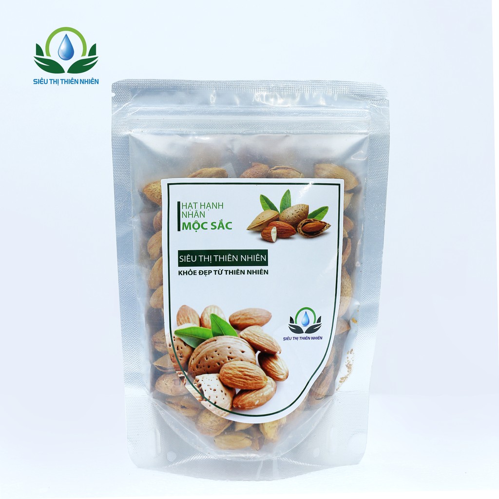 Hạt hạnh nhân chín sấy khô Mộc Sắc gói 500g, hạnh nhân vỏ sấy lạnh của siêu thị thiên nhiên