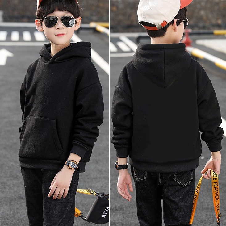 Áo hoodie nỉ trơn basic cho bé trai bé gái mềm mịn