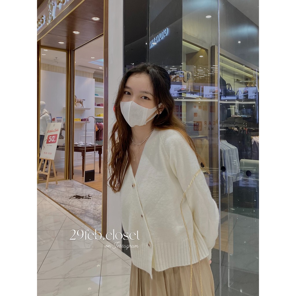 [Ảnh thật/Video] Áo khoác cardigan lông thỏ vạt chéo - 29feb.closet