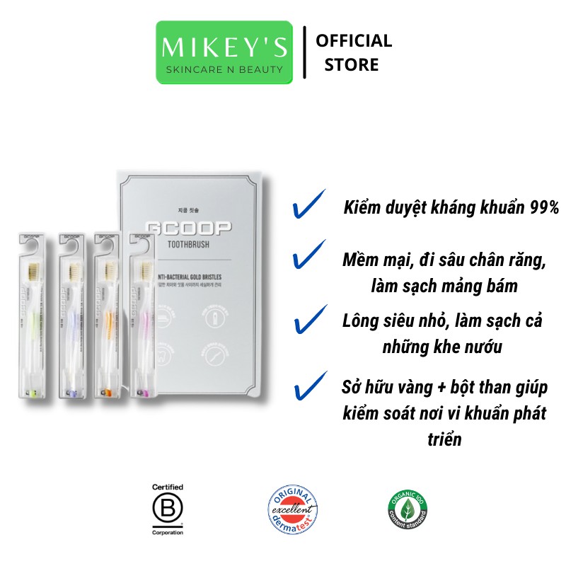 Set bàn chải đánh răng THAN TRE GCOOP Mikeybeauty92 Kháng Khuẩn đến 99,99% HÀN QUỐC(4 cái)