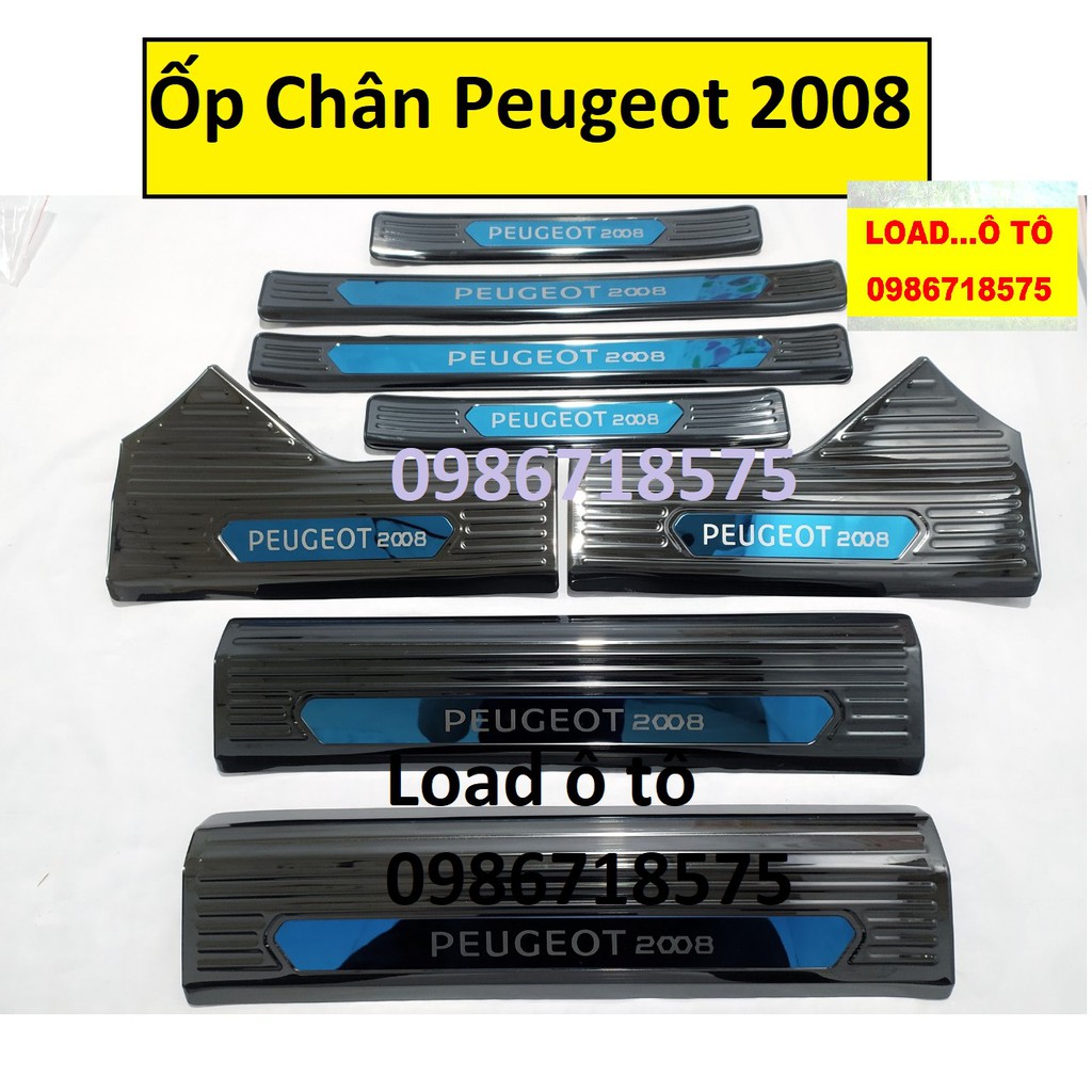[Mã LIFEXANH03 giảm 10% đơn 500K] Ốp Bậc Cửa, Nẹp Bước Chân Trong, Ngoài Xe Peugeot 2008 Vân Titan Mặt Bóng Cao Cấp
