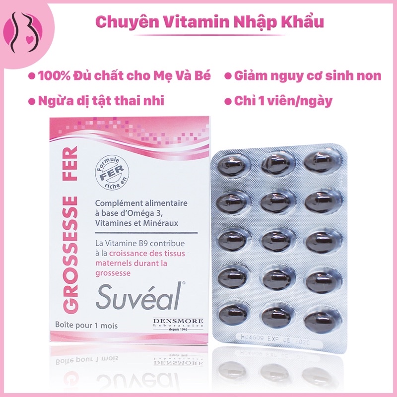 Vitamin bầu tổng hợp Pháp - Suvéal Grossesse - Fer