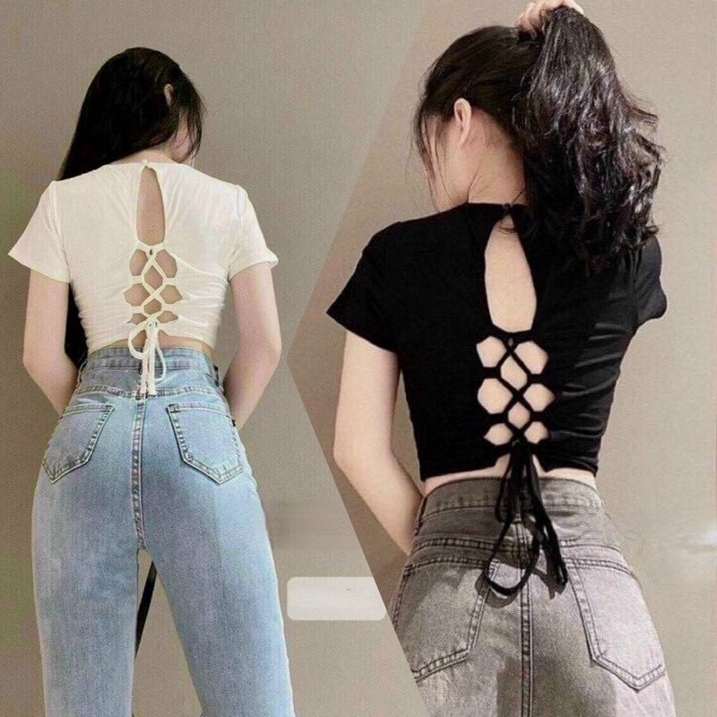 Áo croptop nữ vạt bầu sexy