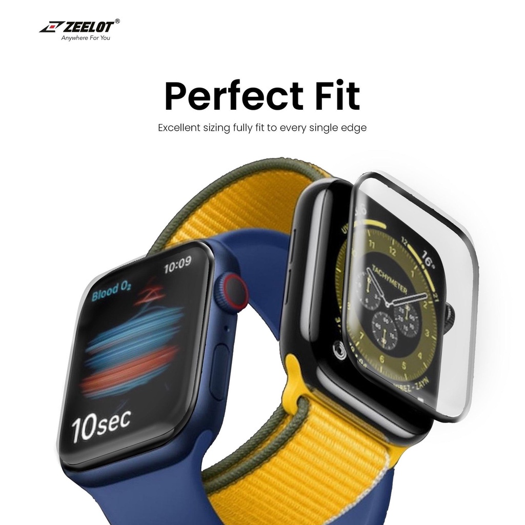 Miếng dán Cường Lực Zeelot 3D Curved cho Apple Watch 40mm / 44mm, Dẻo, Chống Vân Tay