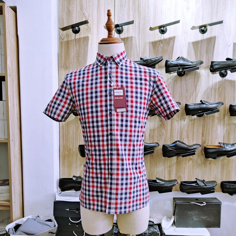 Áo sơ mi nam kẻ Musland. Áo sơ mi kẻ cổ bẻ được thiết kế,kiểu dáng Slimfit ôm body,mềm mịn,mát | BigBuy360 - bigbuy360.vn