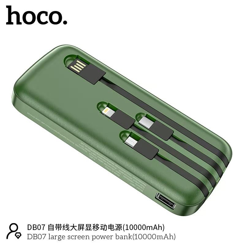 Sạc Dự Phòng 10000mAh Hoco DB07 - Pin Dự Phòng 3 Cổng Lightning, Micro USB, Type C Đa Năng