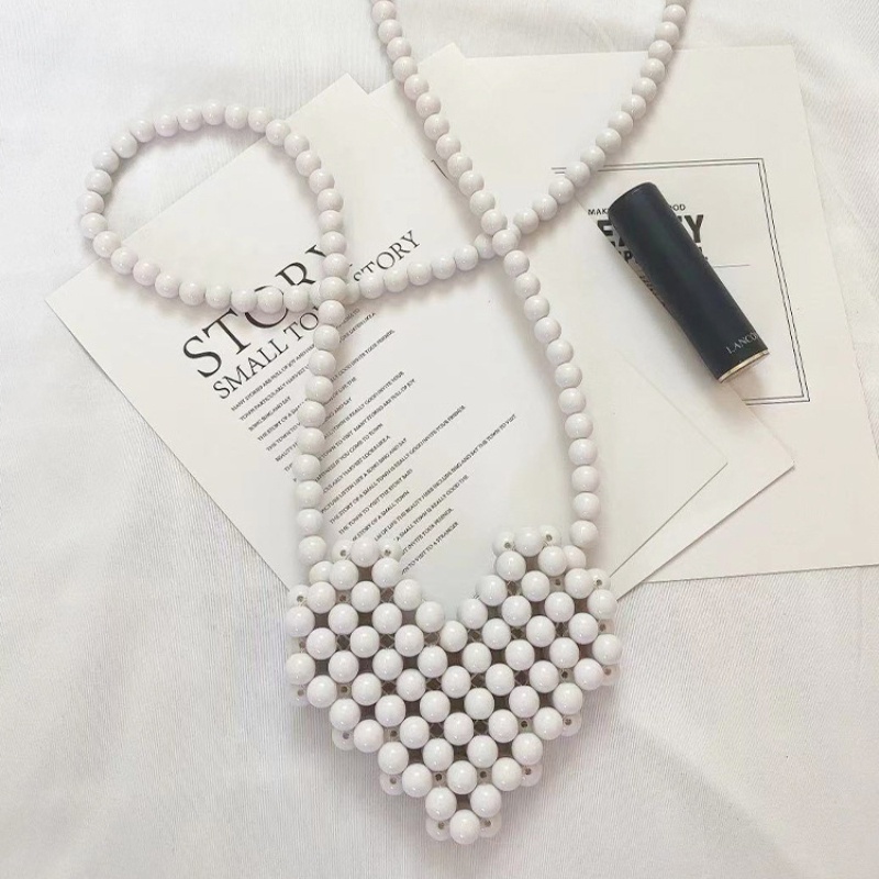 Túi đeo chéo IELGY thiết kế hình trái tim dệt kim DIY mini đựng son môi tiện lợi