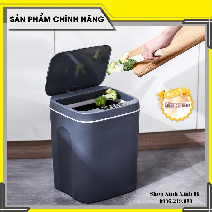 [BẢO HÀNH] Thùng Rác Thông Minh Cảm Ứng Tự Động Đóng Mở Nắp Đèn LED - Sạc Tích Điện Dung Tích 12L-14L-16L