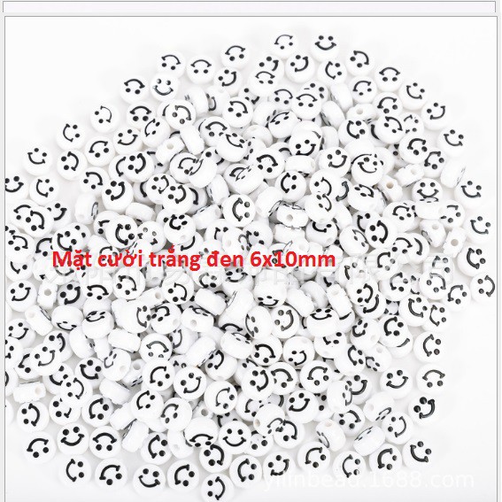 (P132-1) gói 10-50gam hạt mặt cười 6x10mm IN NỔ loại tốt làm vòng