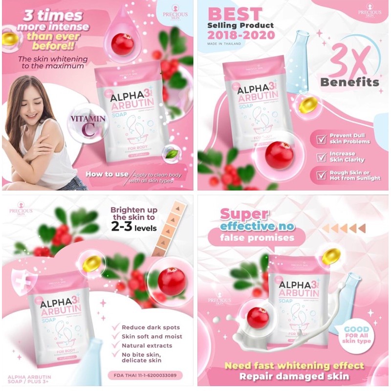 Xà Phòng Kích Trắng Alpha Arbutin 3+ Plus Collagen Soap Thái Lan - 80gram