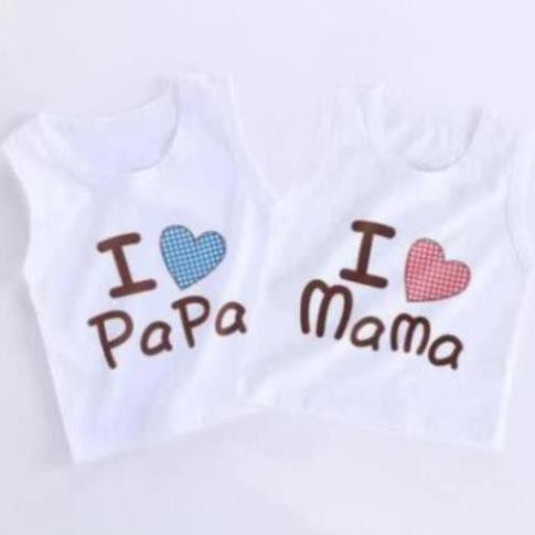 ÁO BA LỖ CHO BÉ TRAI BÉ GÁI MẪU I LOVE MAMA, PAPA