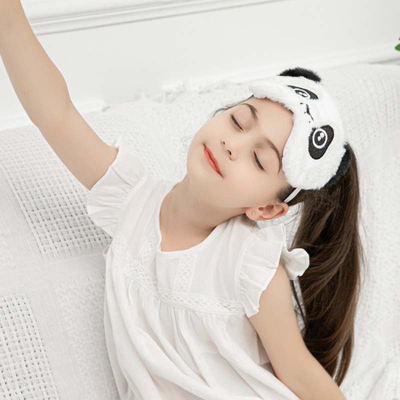 Bịt mắt ngủ hình động vật hoạt hình phủ vải lông thoáng khí cho người lớn và trẻ em