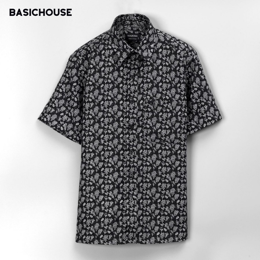 [CHÍNH HÃNG] Áo sơ mi ngắn tay 👘 áo sơ mi cao cấp nam hoạ tiết đơn giản cao cấp phong cách hè | BASICHOUSE