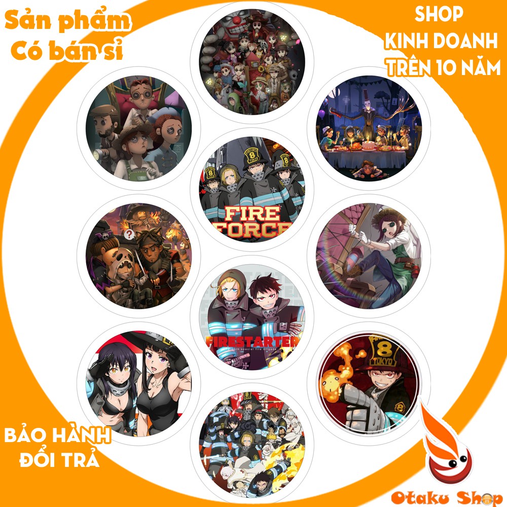 &lt;20/640 MẪU&gt; Huy hiệu anime Jojo Blizzard Adventure,Identity V,Fire Force,Satsuriku no Tenshi