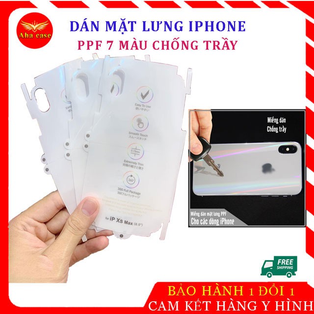 Miếng dán mặt lưng Cho IPHONE PPF 7 MÀU nilon dẻo - Dán Skin IP 7/7Plus/8/8Plus/X/Xr/ Xs max/11/12/13 Pro Max dễ dán